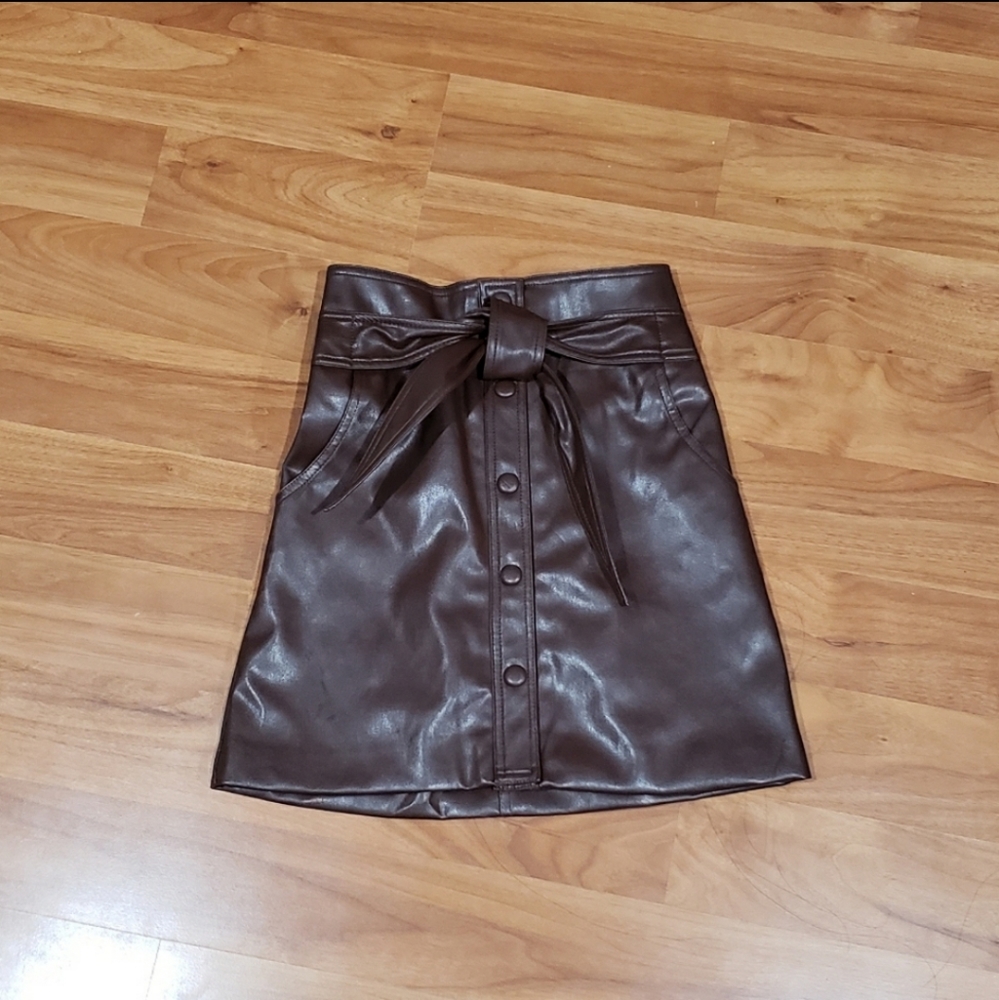 Urban outfitters chocolate brown mini leather skir